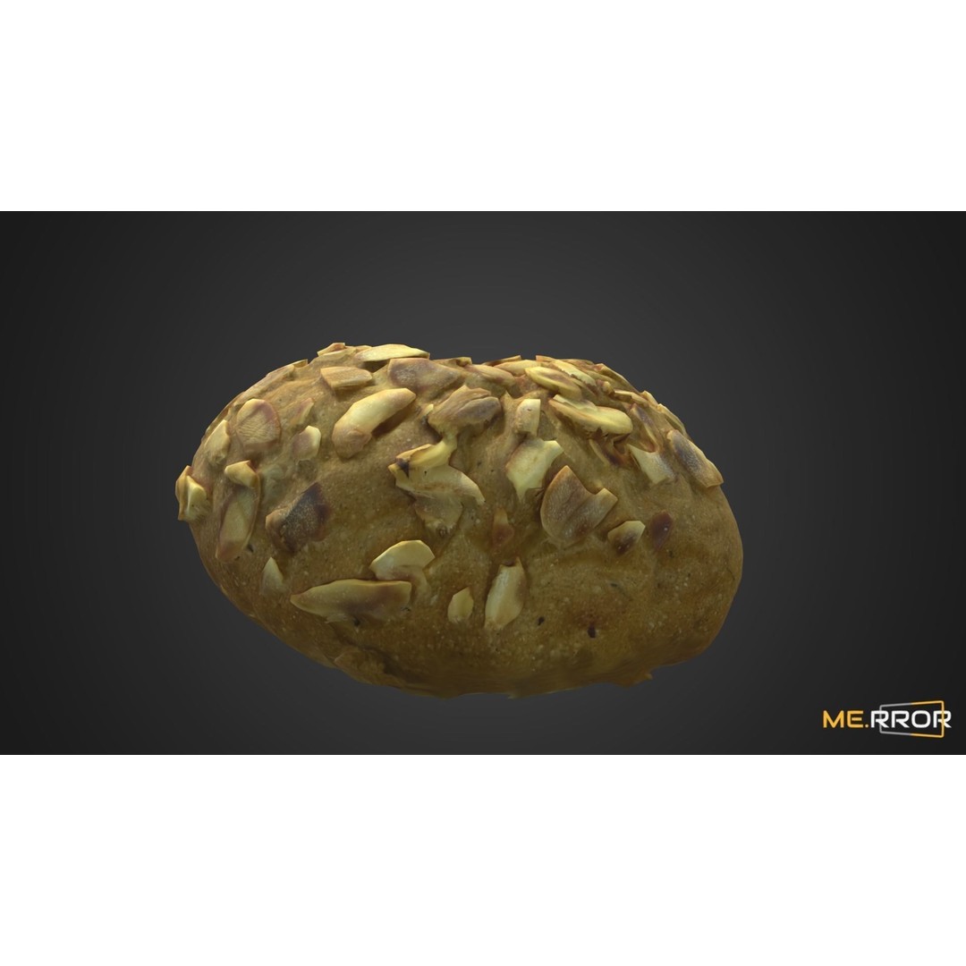 Almond Bread 3D Model – Low Poly Scanned Bakery Asset, FBX, OBJ - View 10