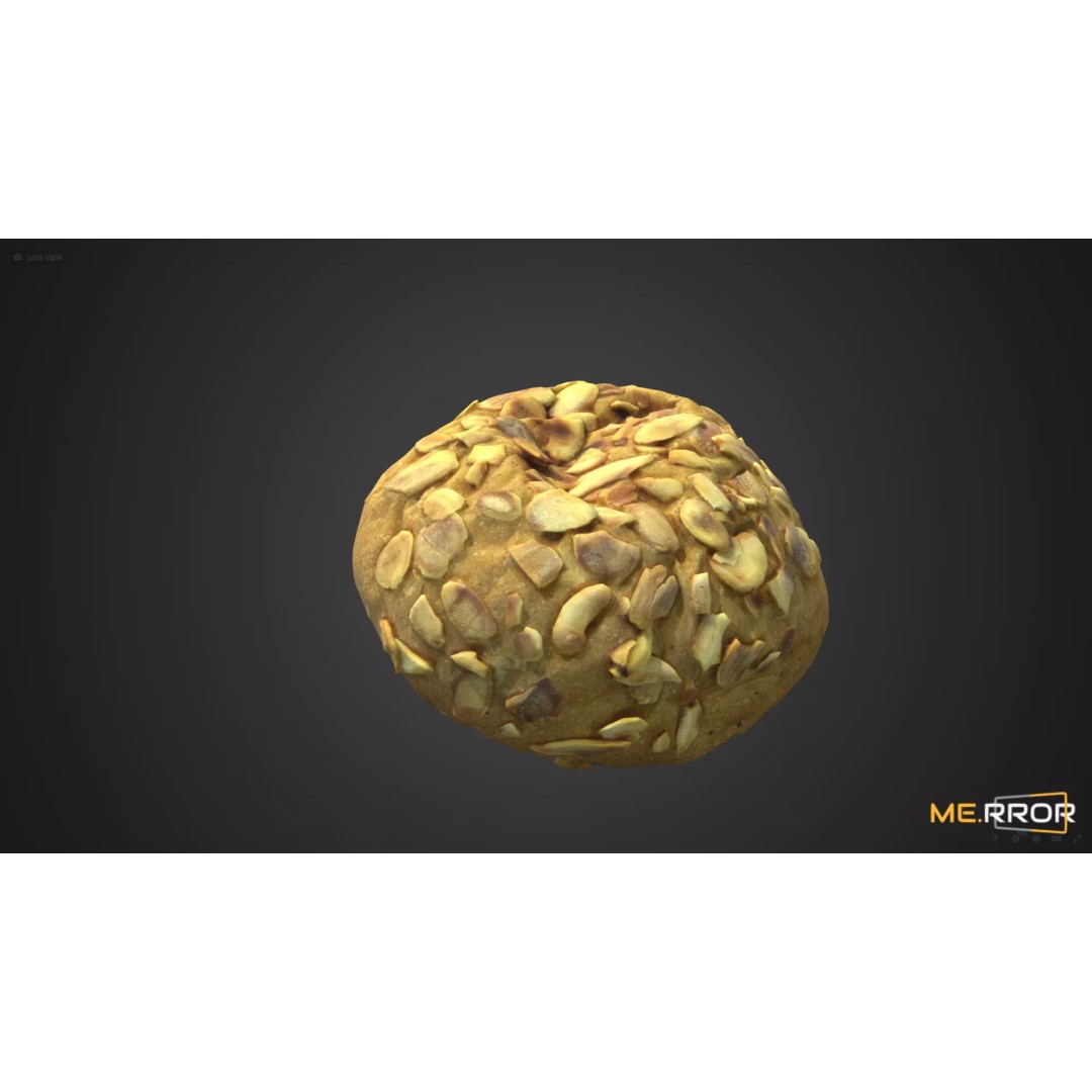 Almond Bread 3D Model – Low Poly Scanned Bakery Asset, FBX, OBJ - View 2