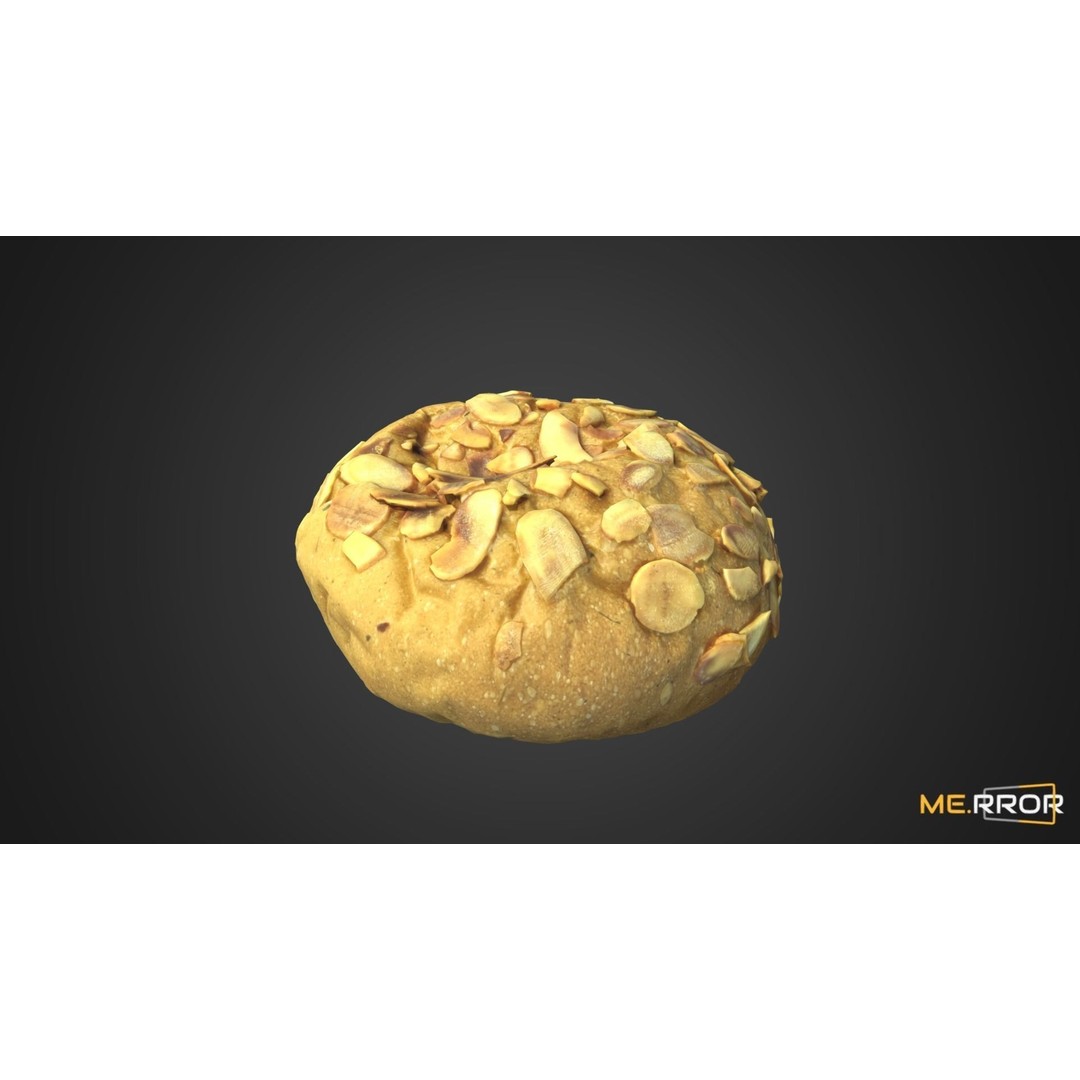 Almond Bread 3D Model – Low Poly Scanned Bakery Asset, FBX, OBJ - View 4
