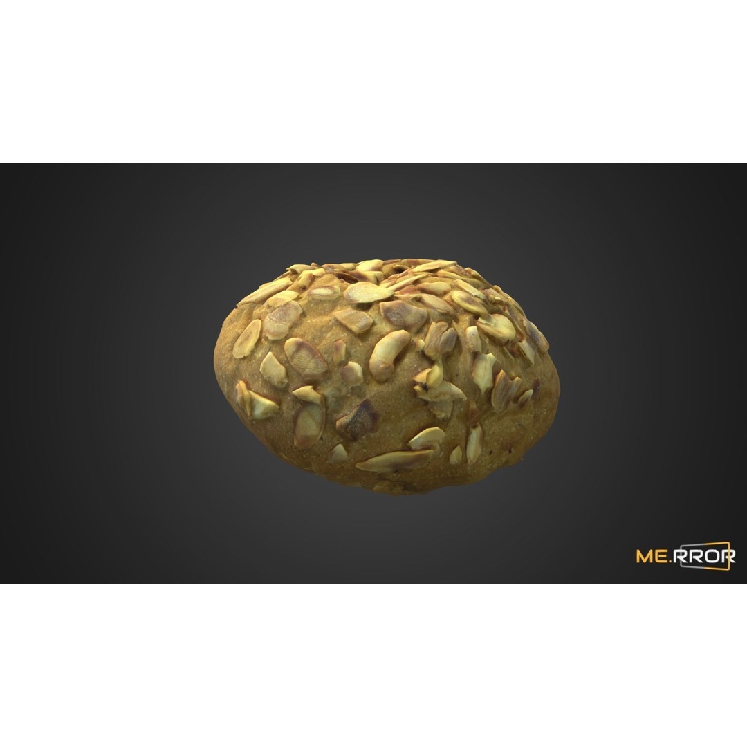 Almond Bread 3D Model – Low Poly Scanned Bakery Asset, FBX, OBJ - View 6