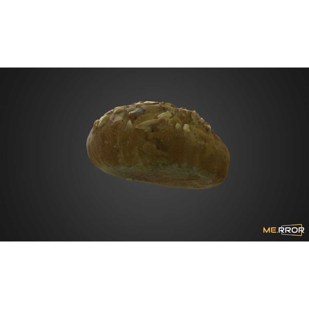 Almond Bread 3D Model – Low Poly Scanned Bakery Asset, FBX, OBJ - View 8