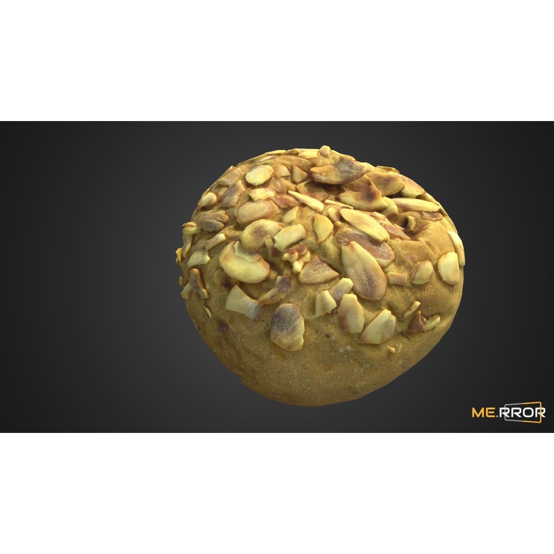 Almond Bread 3D Model – Low Poly Scanned Bakery Asset, FBX, OBJ - View 9