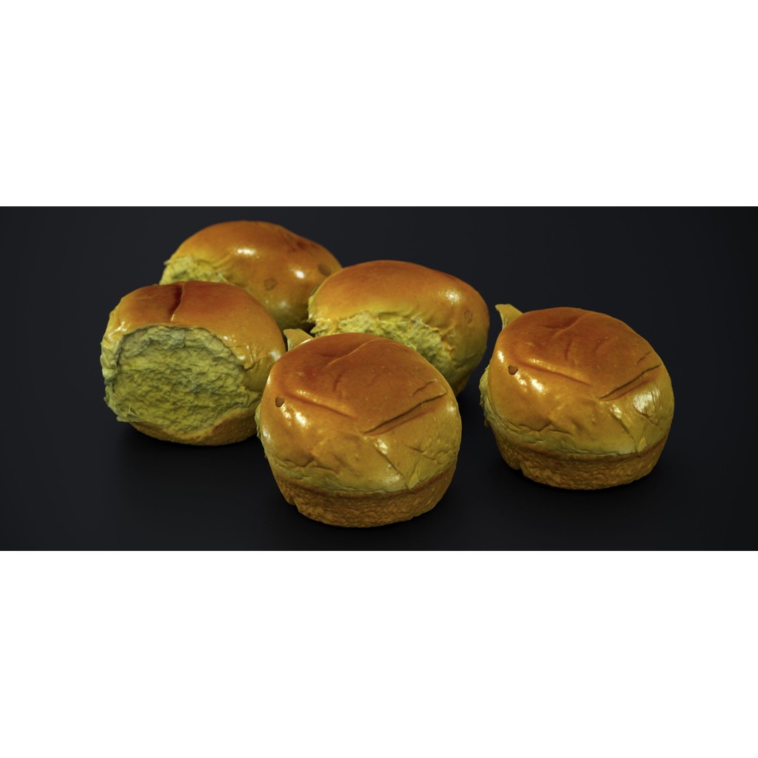 Broach Bread Rolls 3D Model – Low Poly Food Asset, FBX & OBJ - View 3