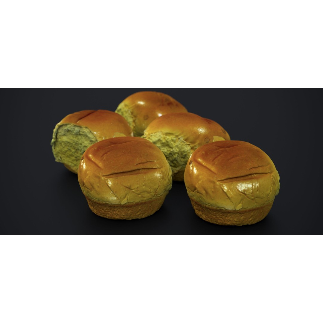 Broach Bread Rolls 3D Model – Low Poly Food Asset, FBX & OBJ - View 5