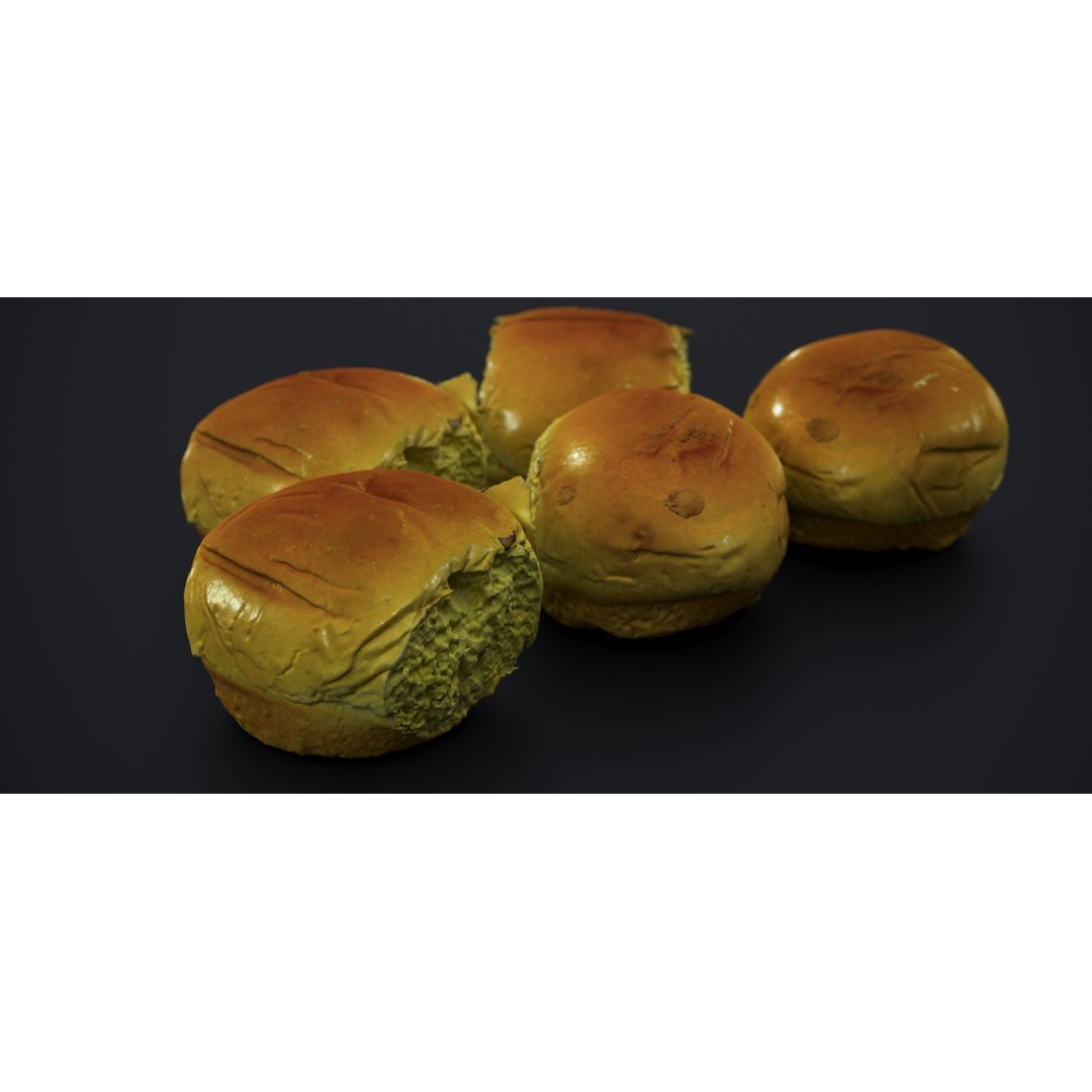 Broach Bread Rolls 3D Model – Low Poly Food Asset, FBX & OBJ - View 6