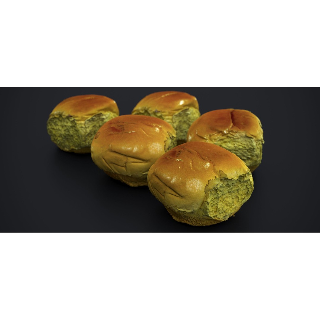 Broach Bread Rolls 3D Model – Low Poly Food Asset, FBX & OBJ - View 8