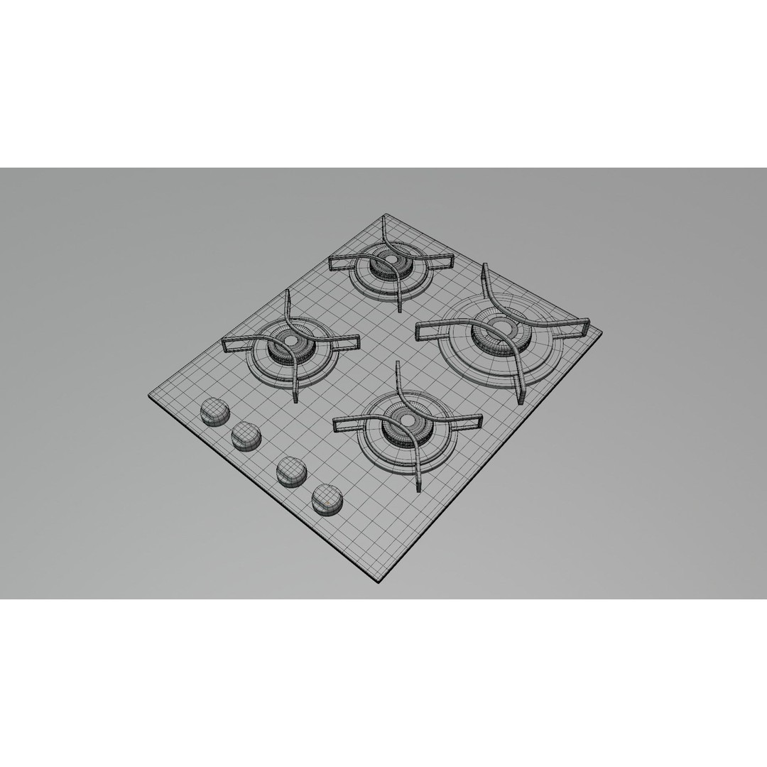Gas Cooktop 3D Model – High Detail PBR Asset for Archviz, FBX