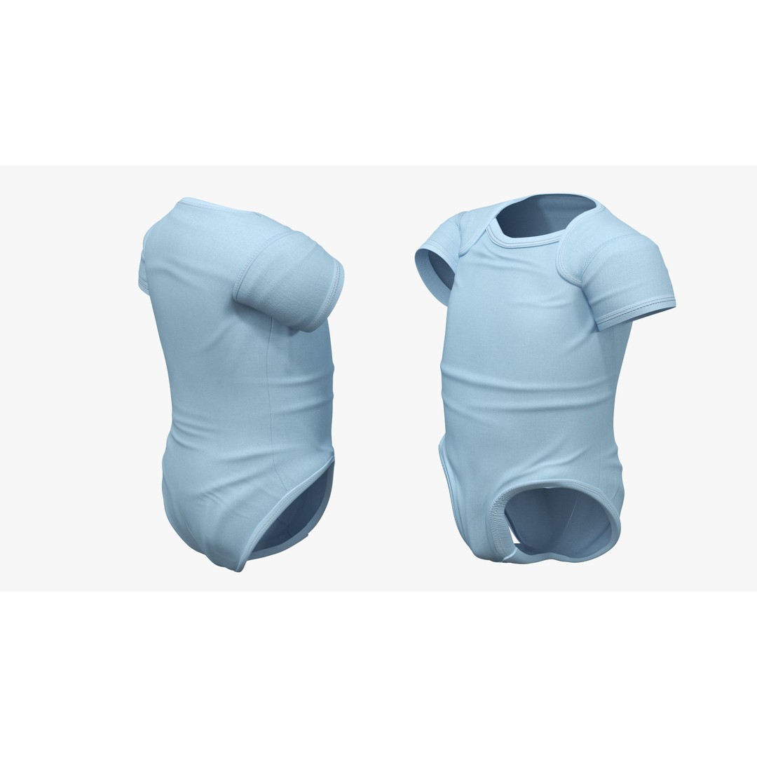 Toddler in Bodysuit Sitting Pose 3D Model – High Quality Child Character, PBR - View 13