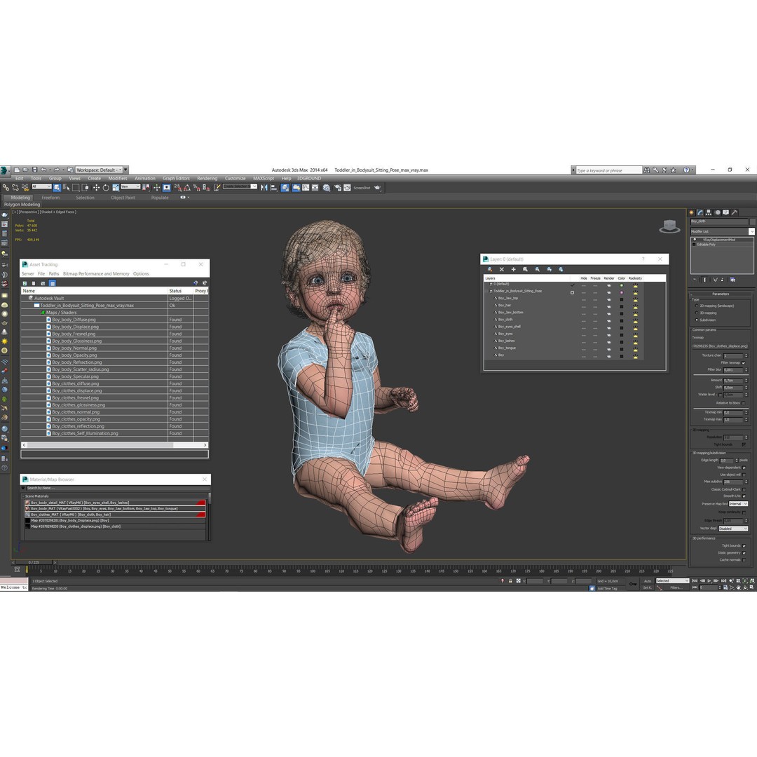 Toddler in Bodysuit Sitting Pose 3D Model – High Quality Child Character, PBR - View 18