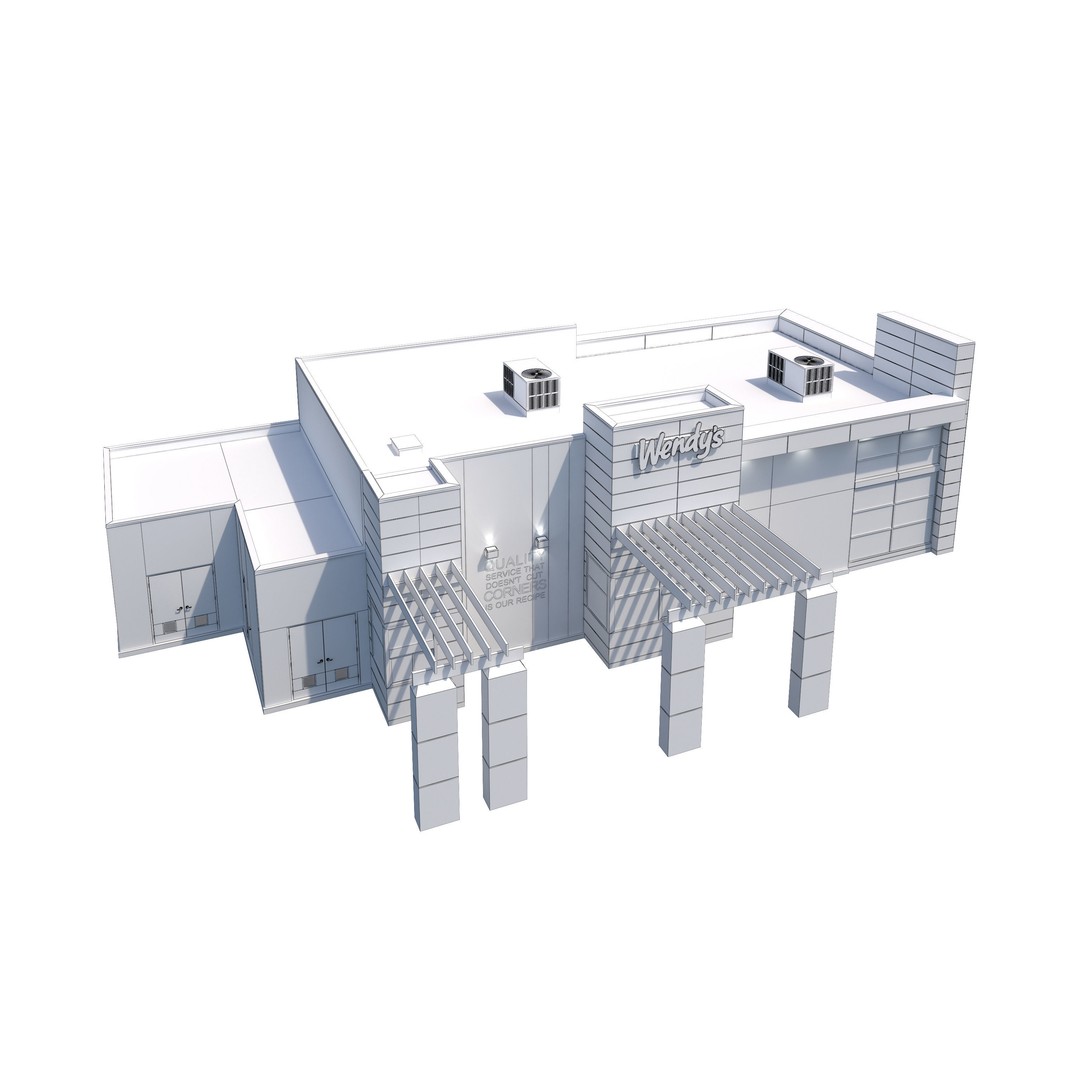 Wendy's 3D Model – High Detail Exterior Restaurant Asset, FBX