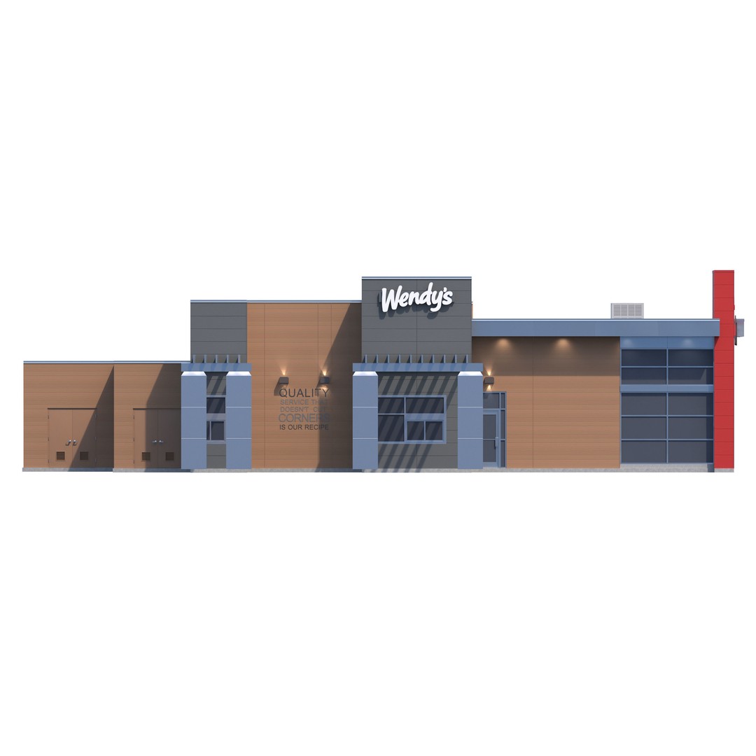 Wendy's 3D Model – High Detail Exterior Restaurant Asset, FBX - View 10