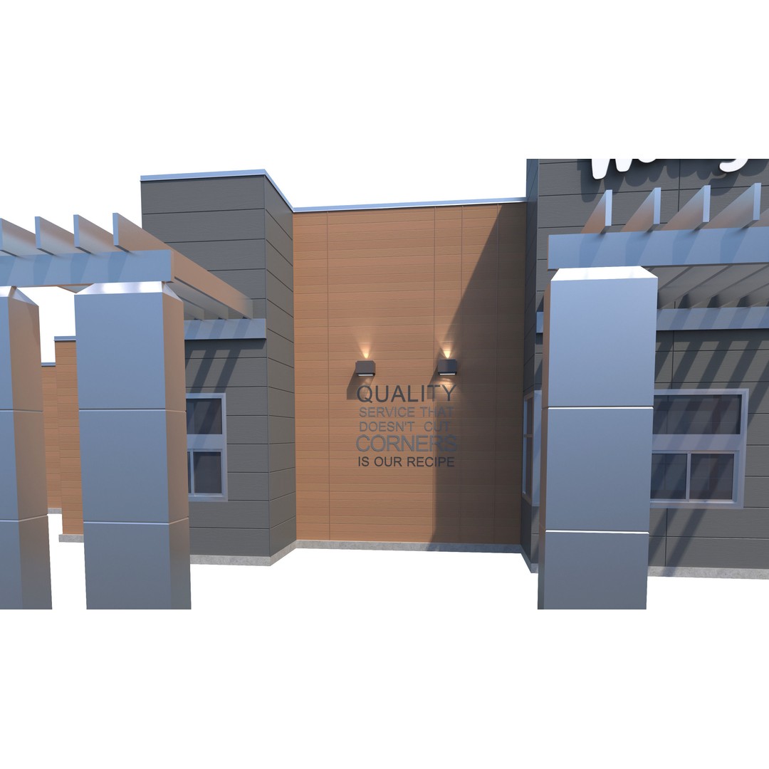 Wendy's 3D Model – High Detail Exterior Restaurant Asset, FBX - View 12