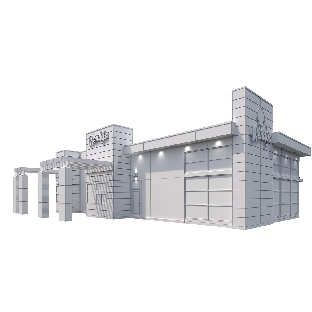 Wendy's 3D Model – High Detail Exterior Restaurant Asset, FBX - View 16