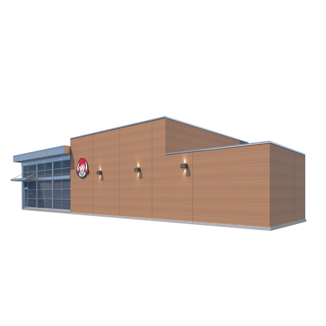 Wendy's 3D Model – High Detail Exterior Restaurant Asset, FBX - View 4