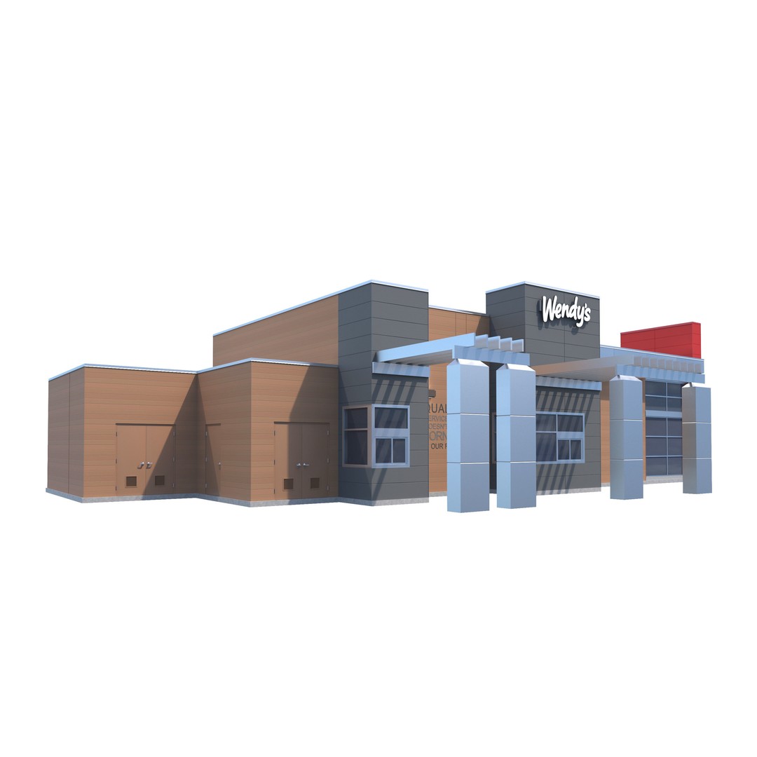 Wendy's 3D Model – High Detail Exterior Restaurant Asset, FBX - View 5