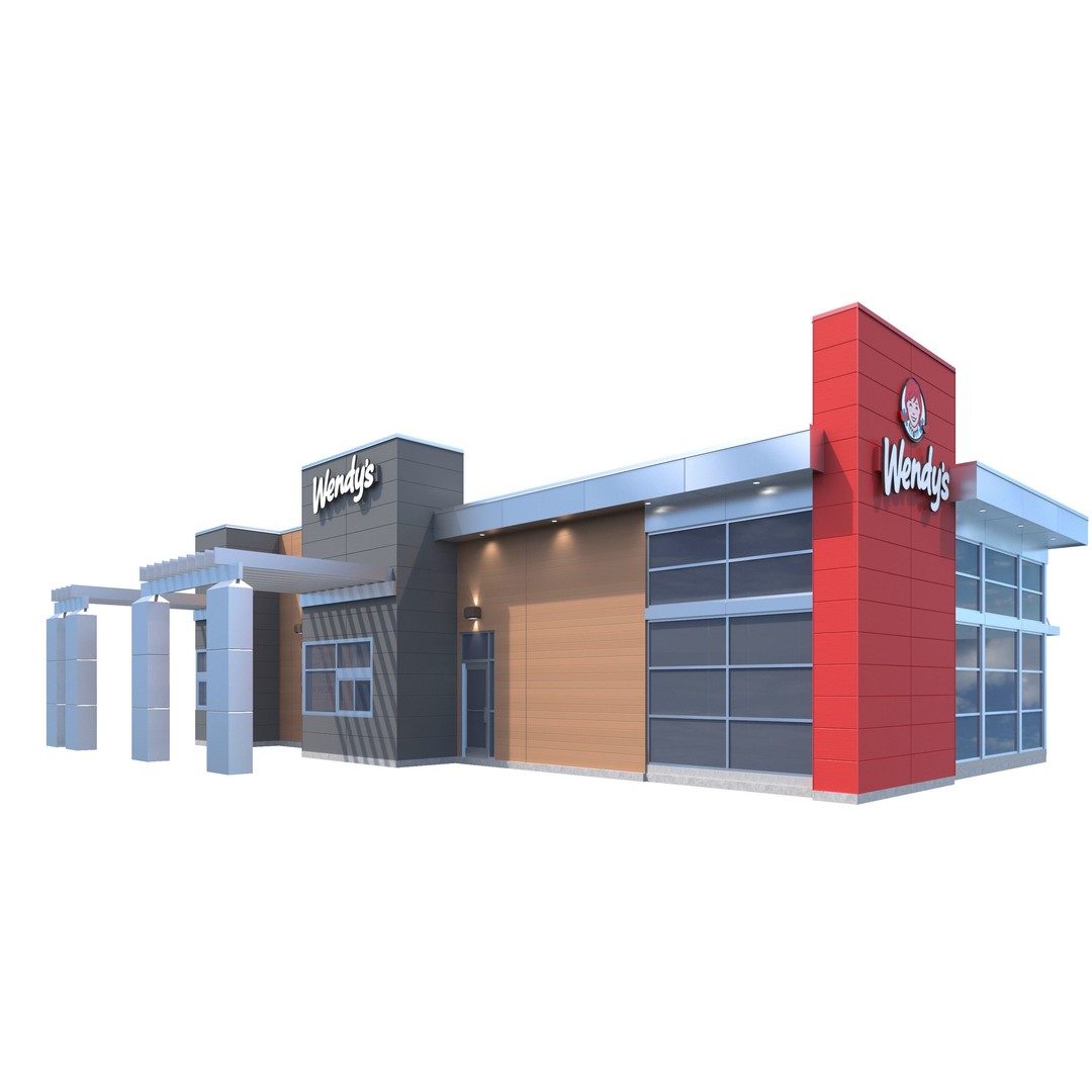 Wendy's 3D Model – High Detail Exterior Restaurant Asset, FBX - View 6