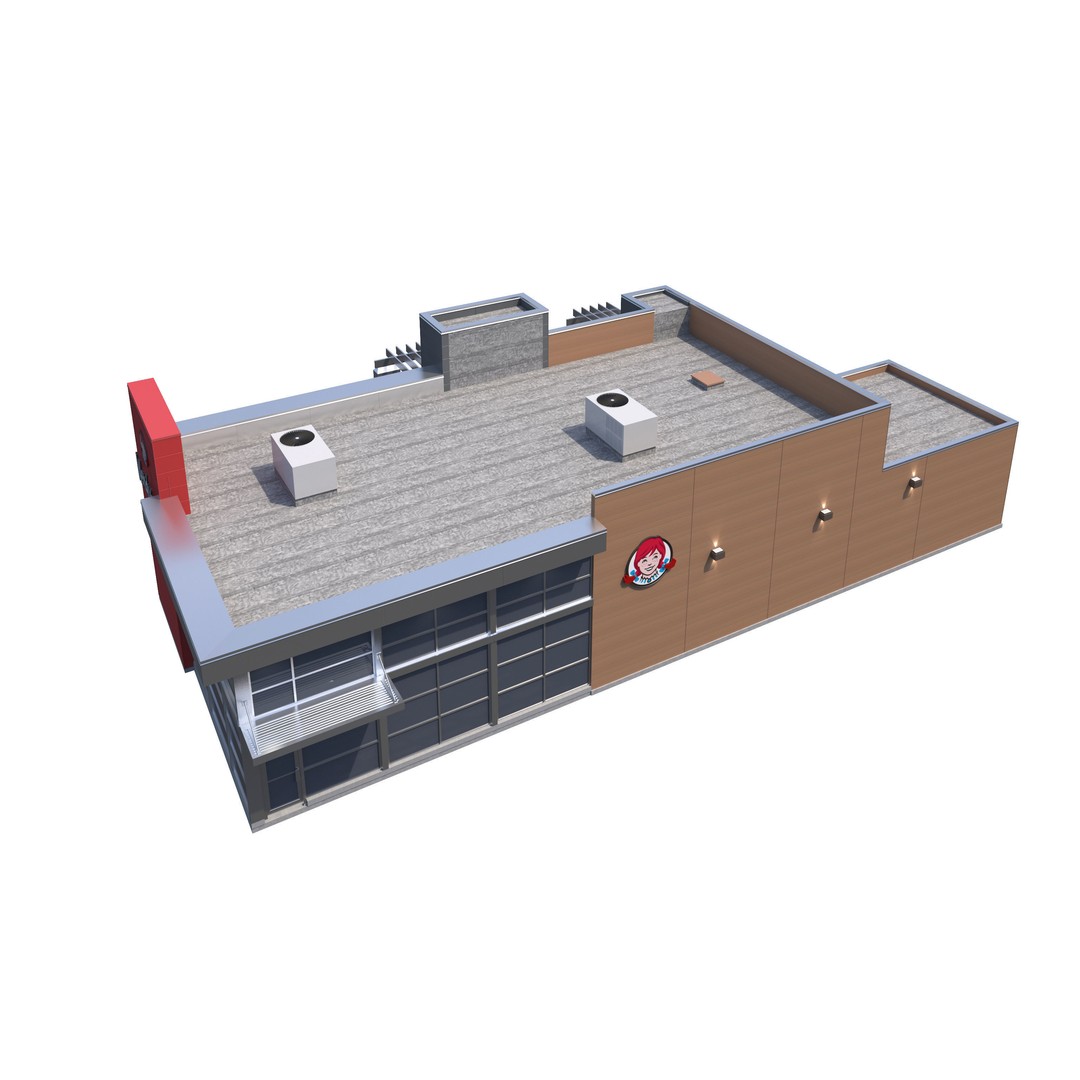 Wendy's 3D Model – High Detail Exterior Restaurant Asset, FBX - View 7