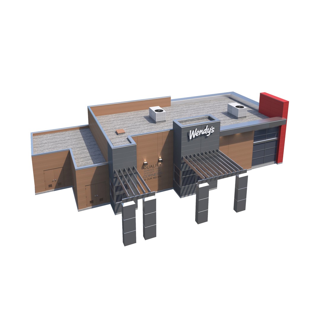 Wendy's 3D Model – High Detail Exterior Restaurant Asset, FBX - View 8