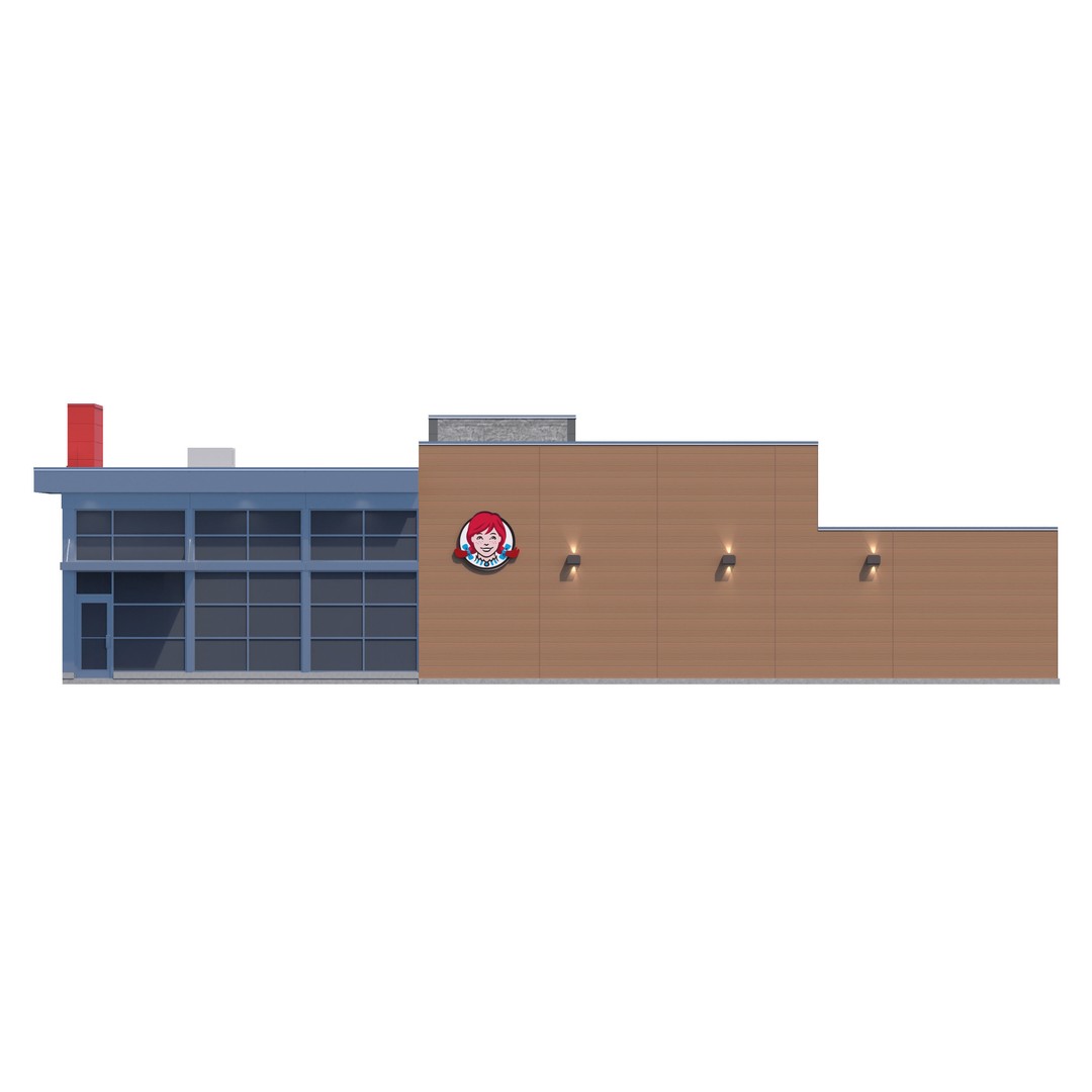 Wendy's 3D Model – High Detail Exterior Restaurant Asset, FBX - View 9