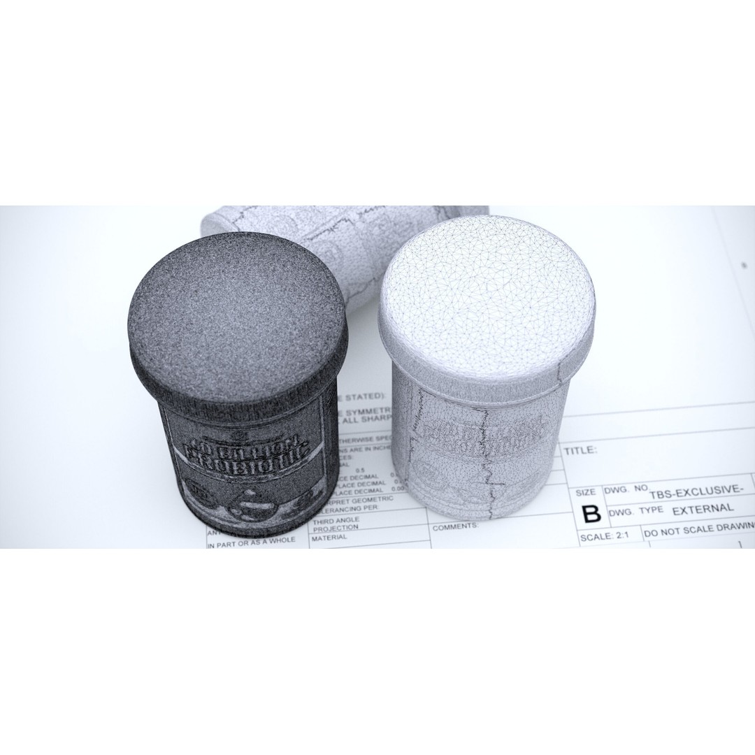 Supplement Container 3D Model – Standard Design, FBX & OBJ Formats - View 24