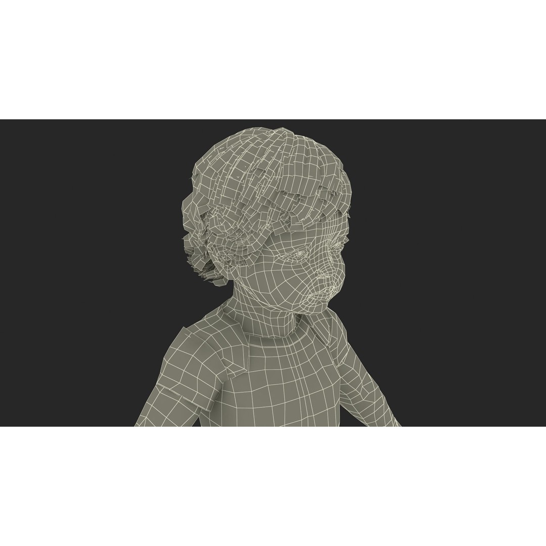 Boy Aged 1 Year 3D Model – Realistic Character in Bodysuit, PBR