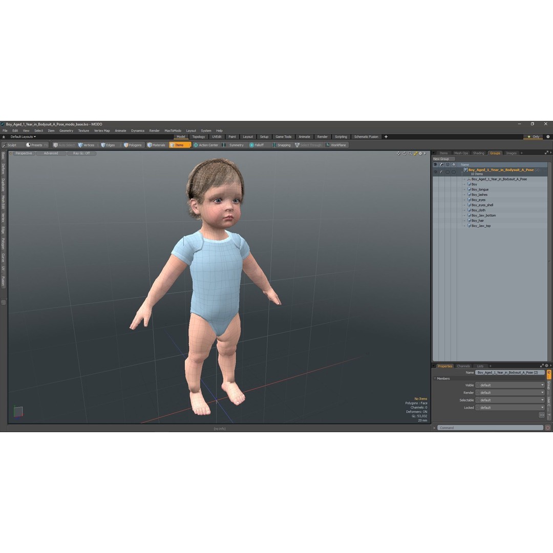 Boy Aged 1 Year 3D Model – Realistic Character in Bodysuit, PBR - View 21