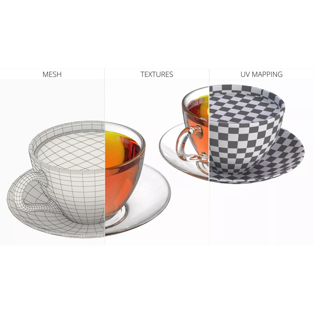 Brewed Tea Bag in Glass Mug 3D Model – High-Quality PBR Beverage Asset, FBX - View 10