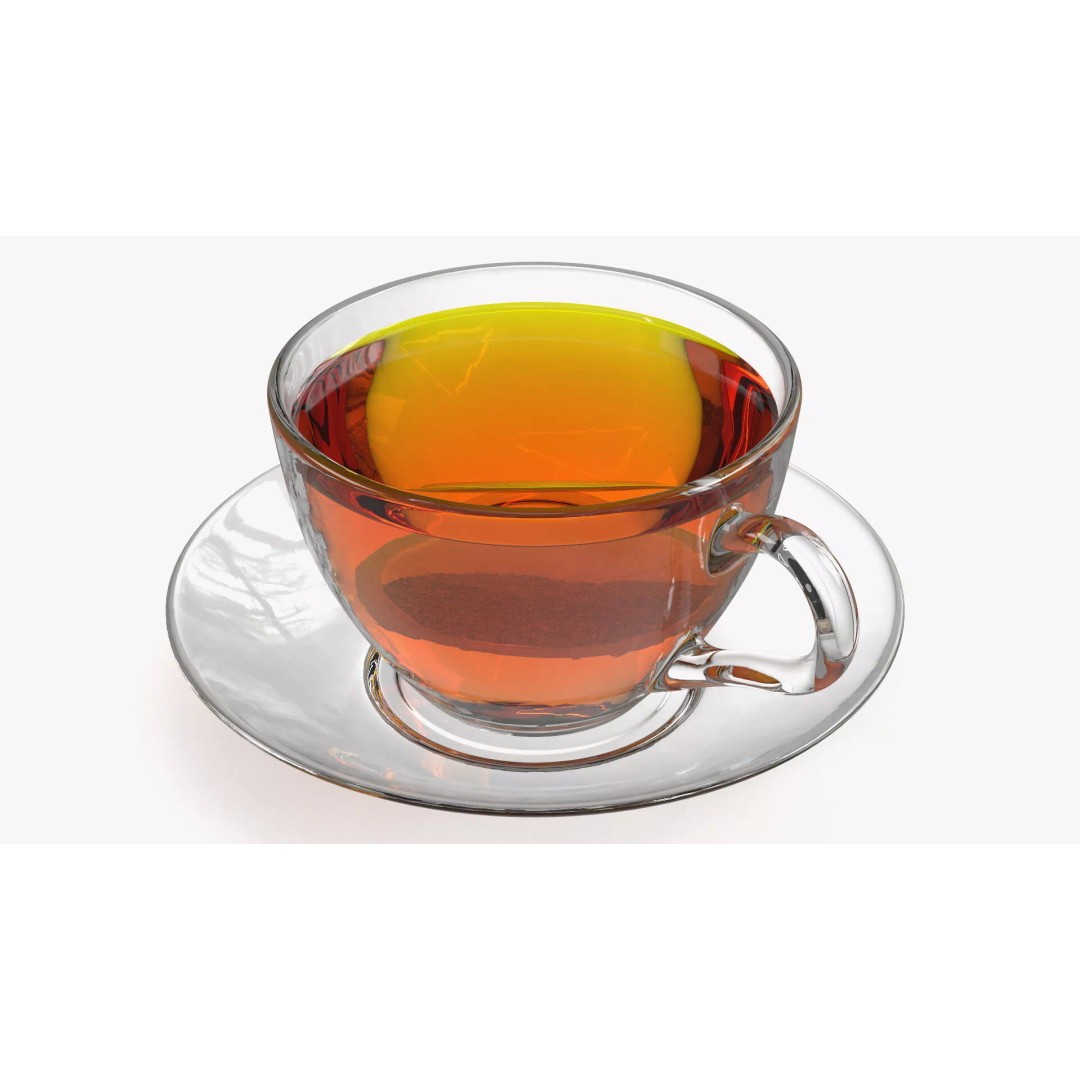 Brewed Tea Bag in Glass Mug 3D Model – High-Quality PBR Beverage Asset, FBX - View 2