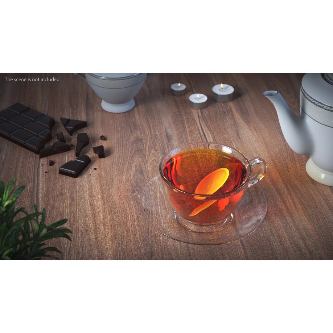Brewed Tea Bag in Glass Mug 3D Model – High-Quality PBR Beverage Asset, FBX - View 3