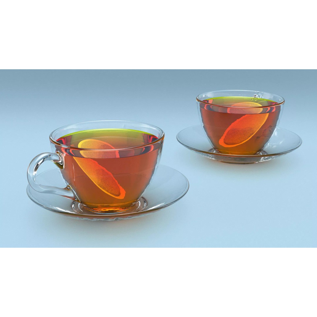 Brewed Tea Bag in Glass Mug 3D Model – High-Quality PBR Beverage Asset, FBX - View 4