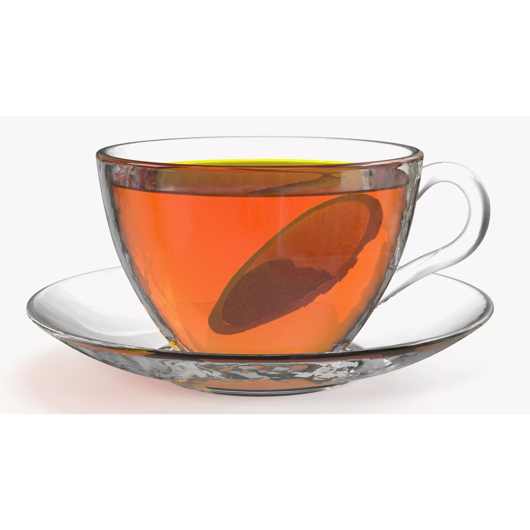 Brewed Tea Bag in Glass Mug 3D Model – High-Quality PBR Beverage Asset, FBX - View 5