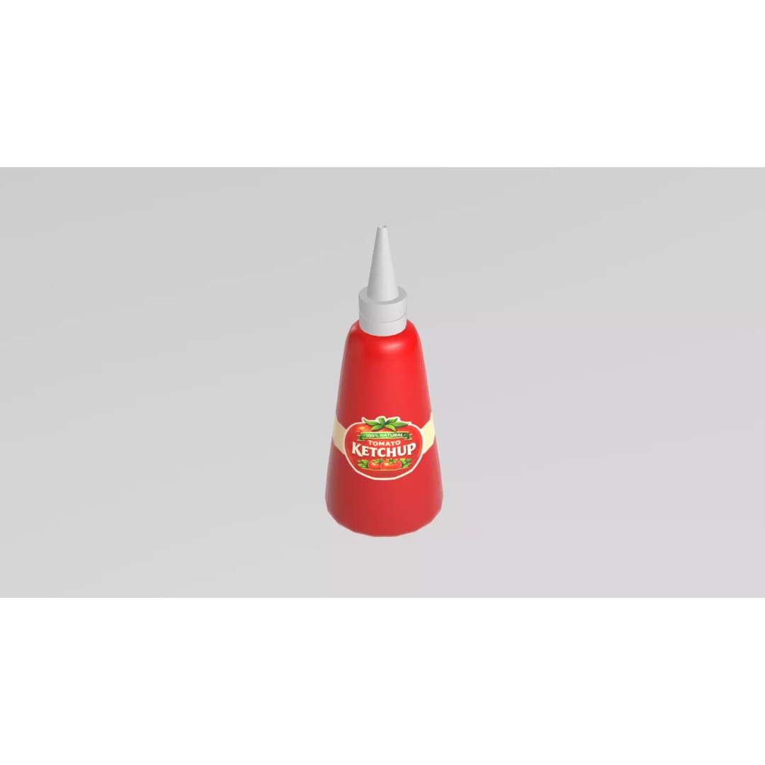 Stylized Tomato Ketchup Bottle 3D Model – Low Poly Game Asset, FBX - View 10