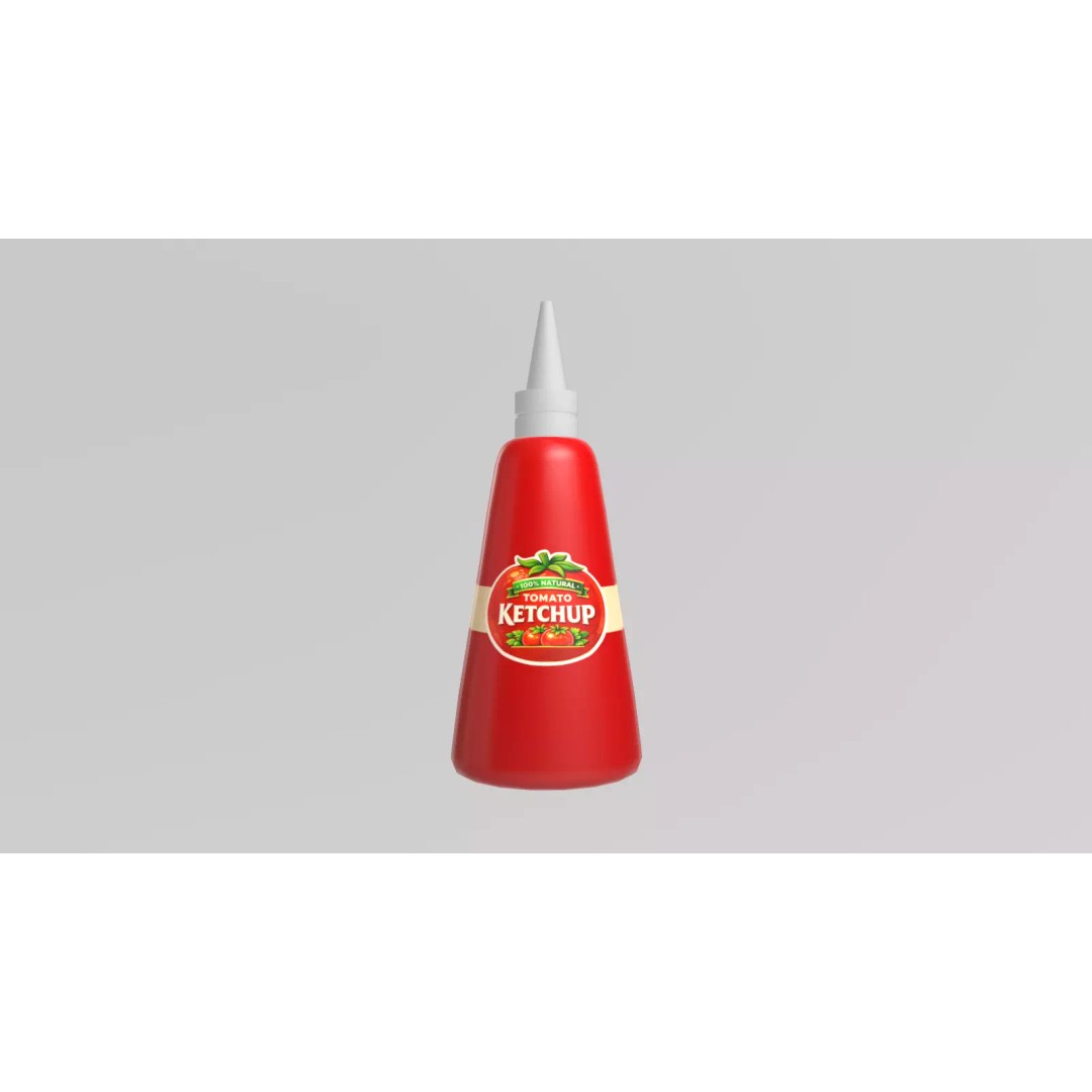 Stylized Tomato Ketchup Bottle 3D Model – Low Poly Game Asset, FBX - View 4