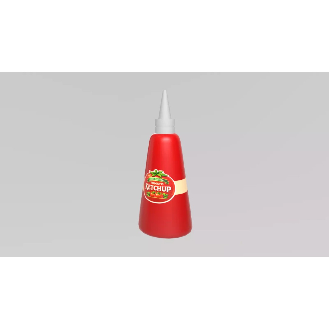 Stylized Tomato Ketchup Bottle 3D Model – Low Poly Game Asset, FBX - View 5