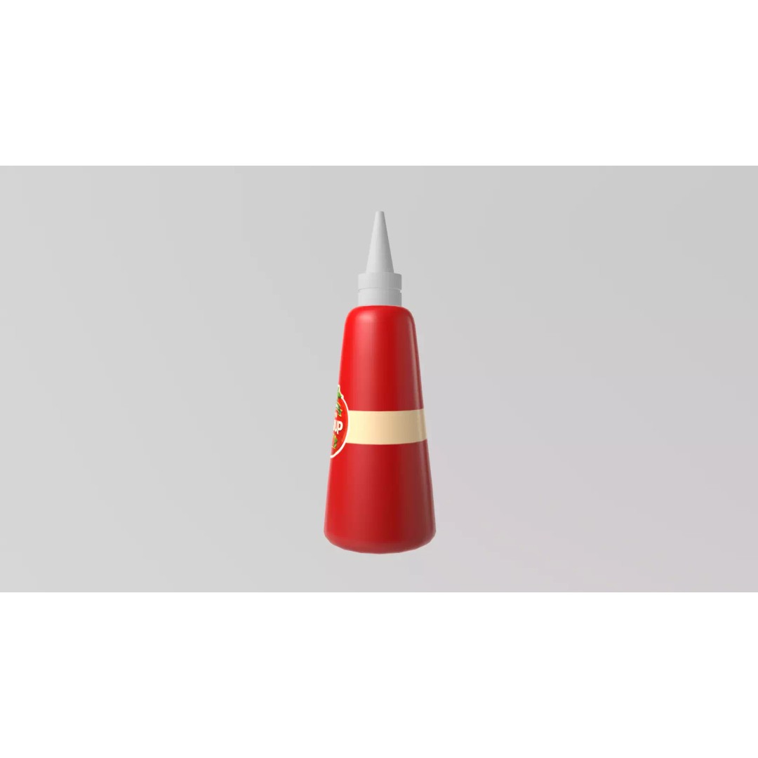 Stylized Tomato Ketchup Bottle 3D Model – Low Poly Game Asset, FBX - View 6