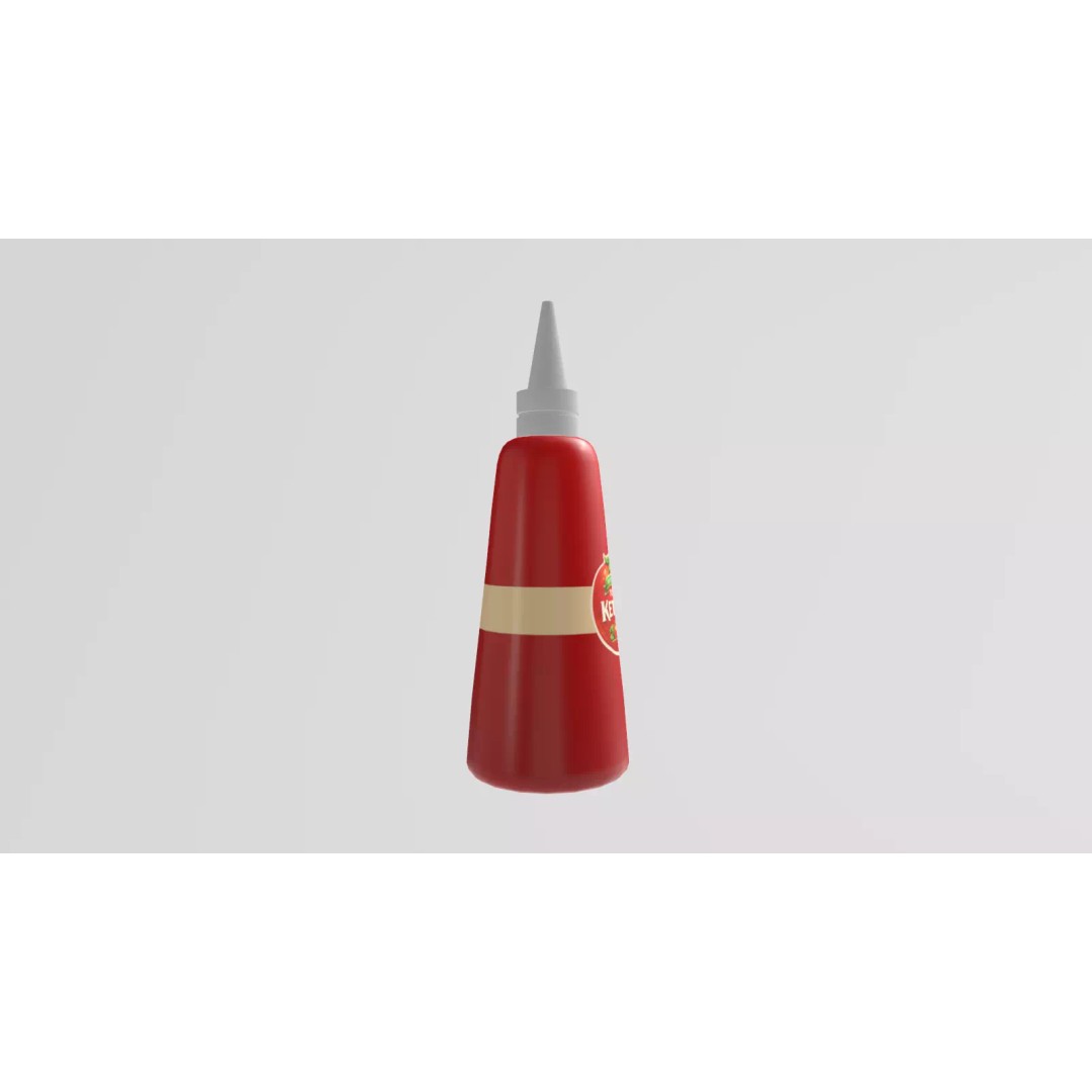 Stylized Tomato Ketchup Bottle 3D Model – Low Poly Game Asset, FBX - View 8