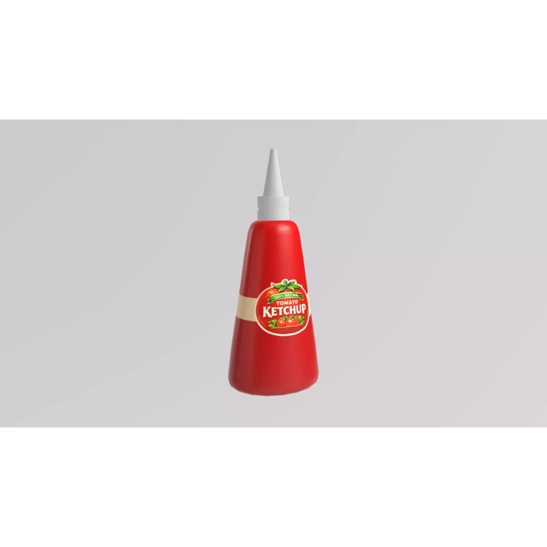 Stylized Tomato Ketchup Bottle 3D Model – Low Poly Game Asset, FBX - View 9