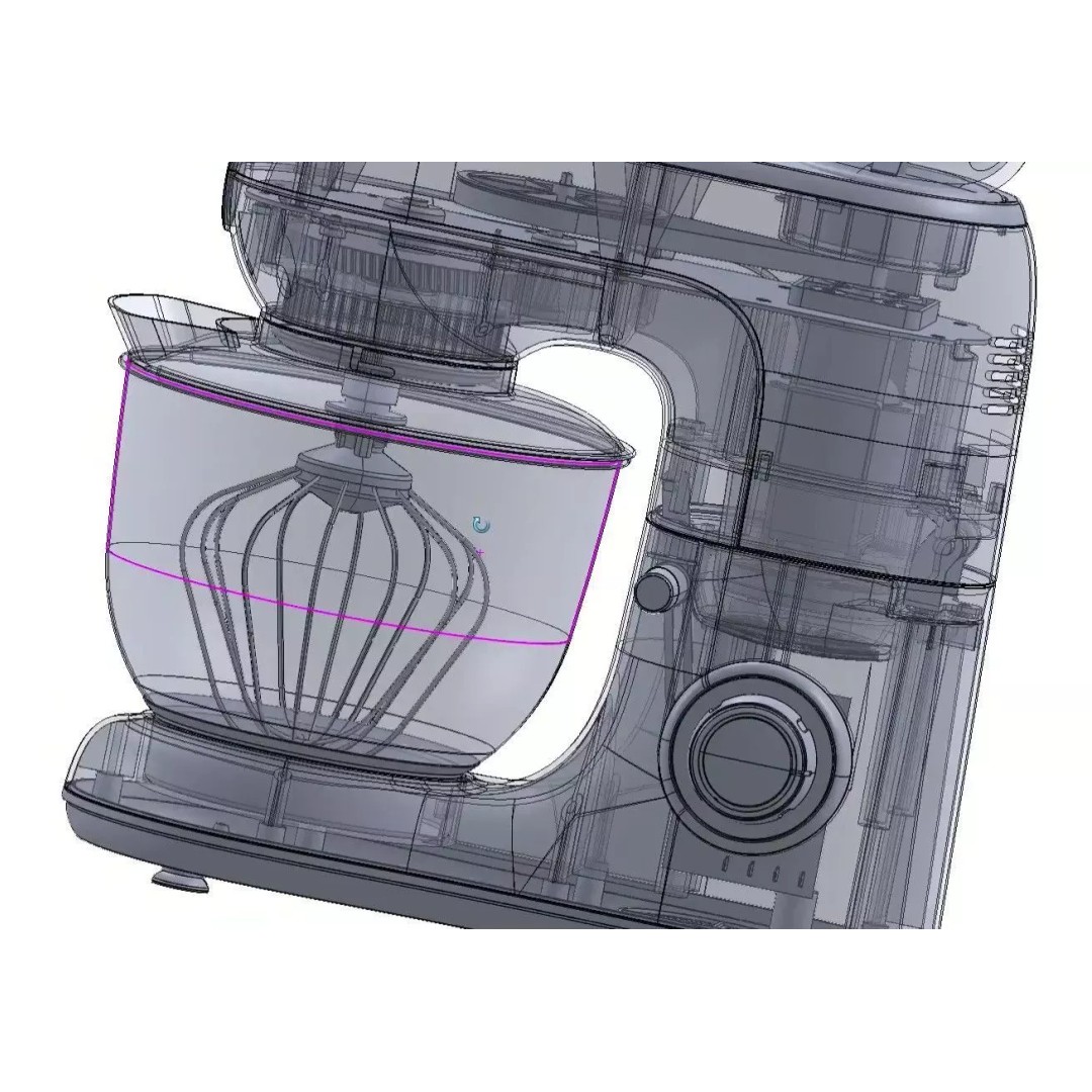 Kitchen Mixer 3D Model – Detailed CAD Appliance with Blender Attachment - View 20