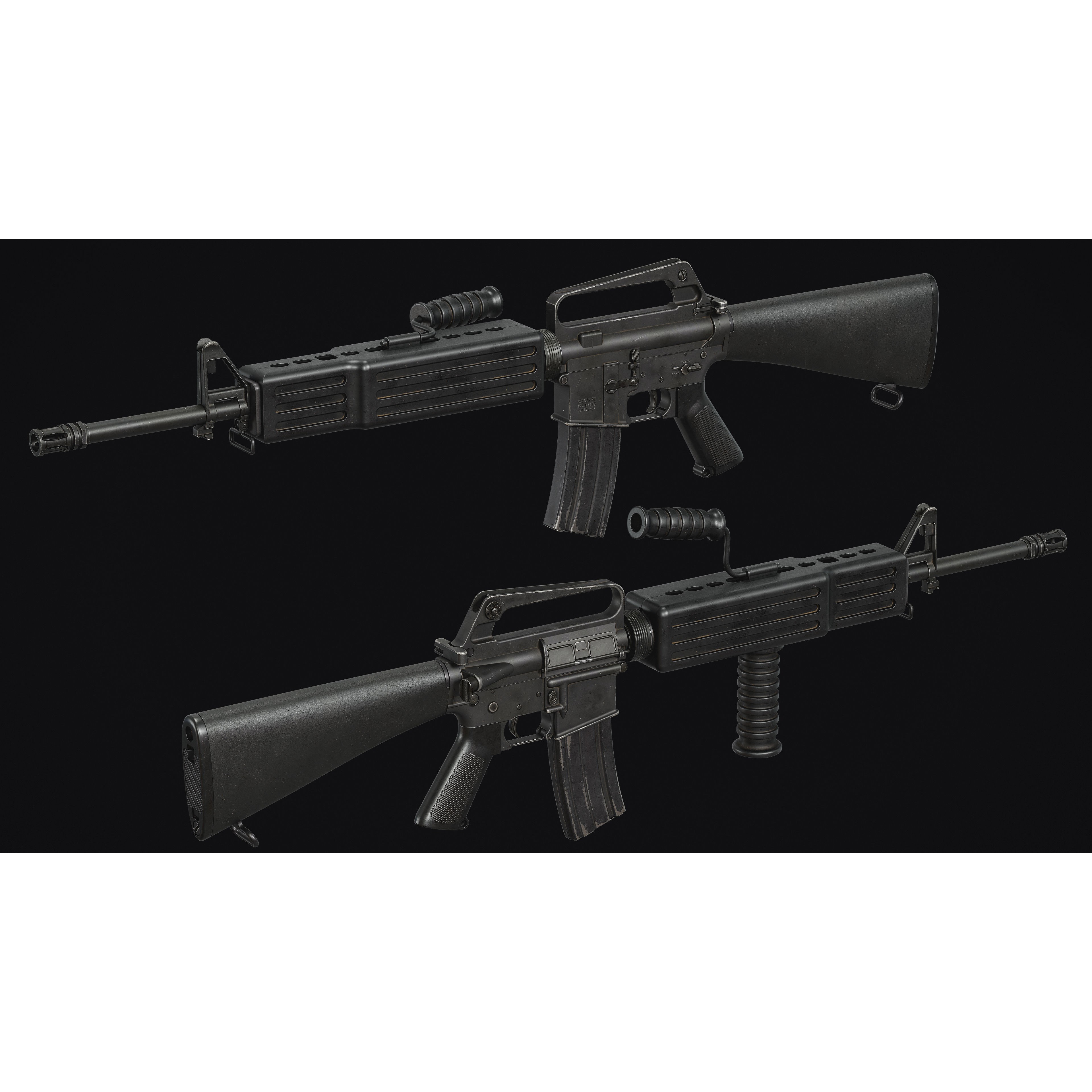 M16 - M203 Grenade Launcher - Low-Poly Game-Ready 3D Model - View 10