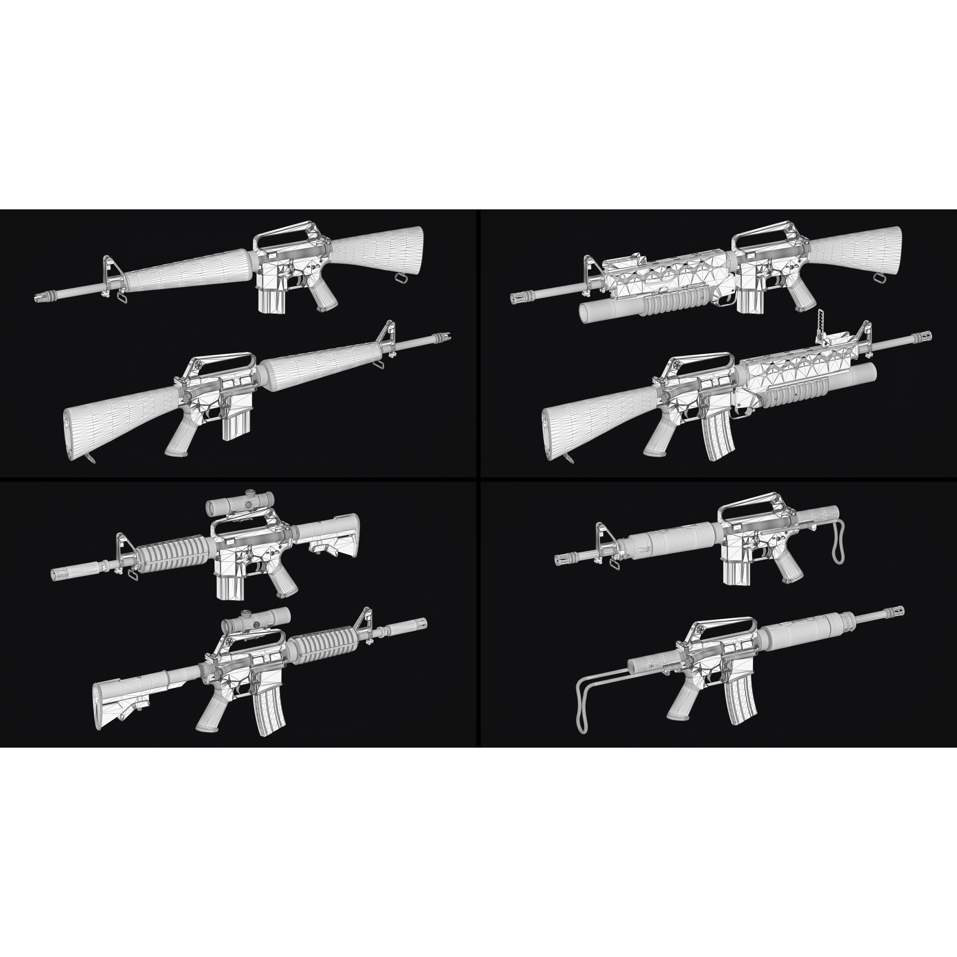 M16 - M203 Grenade Launcher - Low-Poly Game-Ready 3D Model - View 24