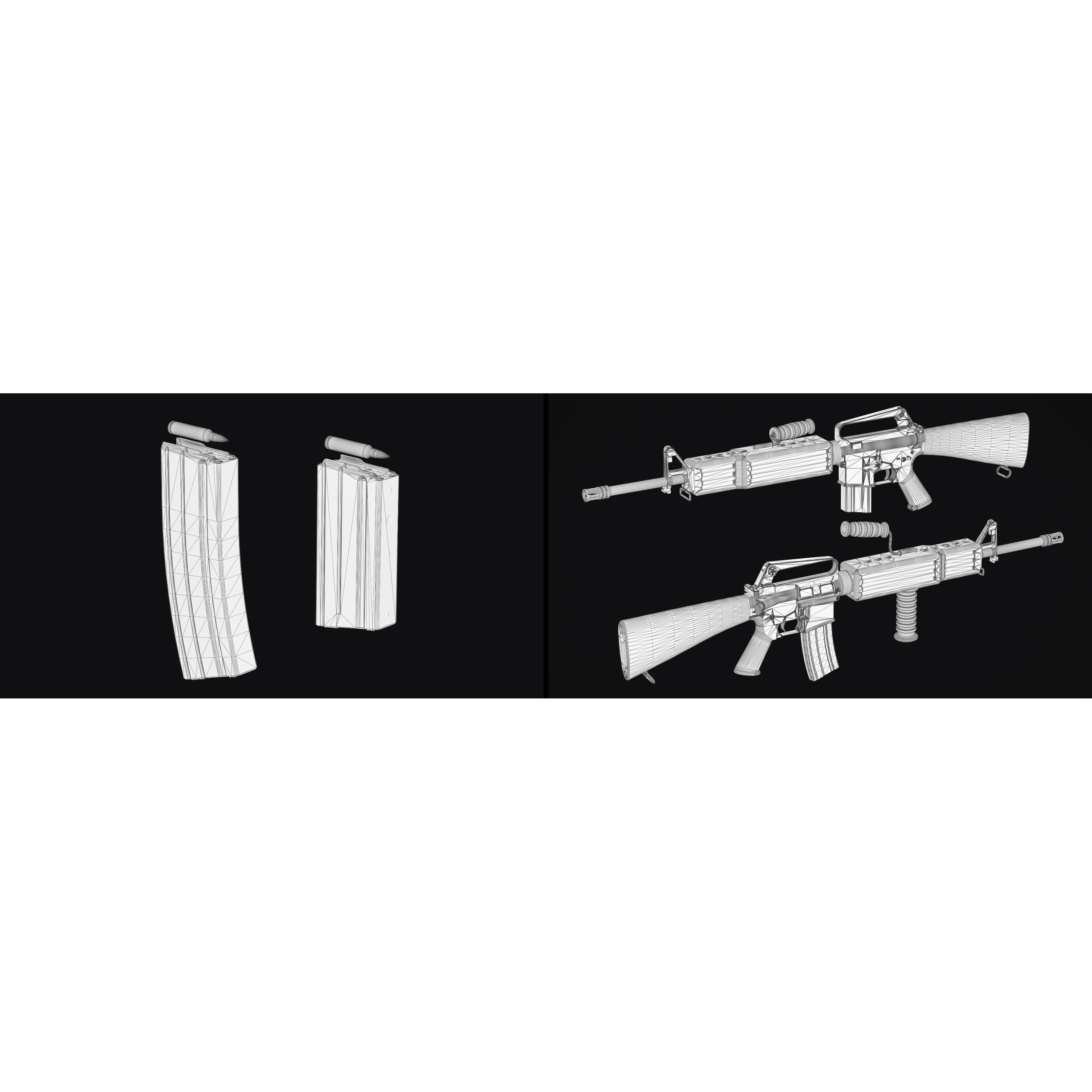 M16 - M203 Grenade Launcher - Low-Poly Game-Ready 3D Model - View 25