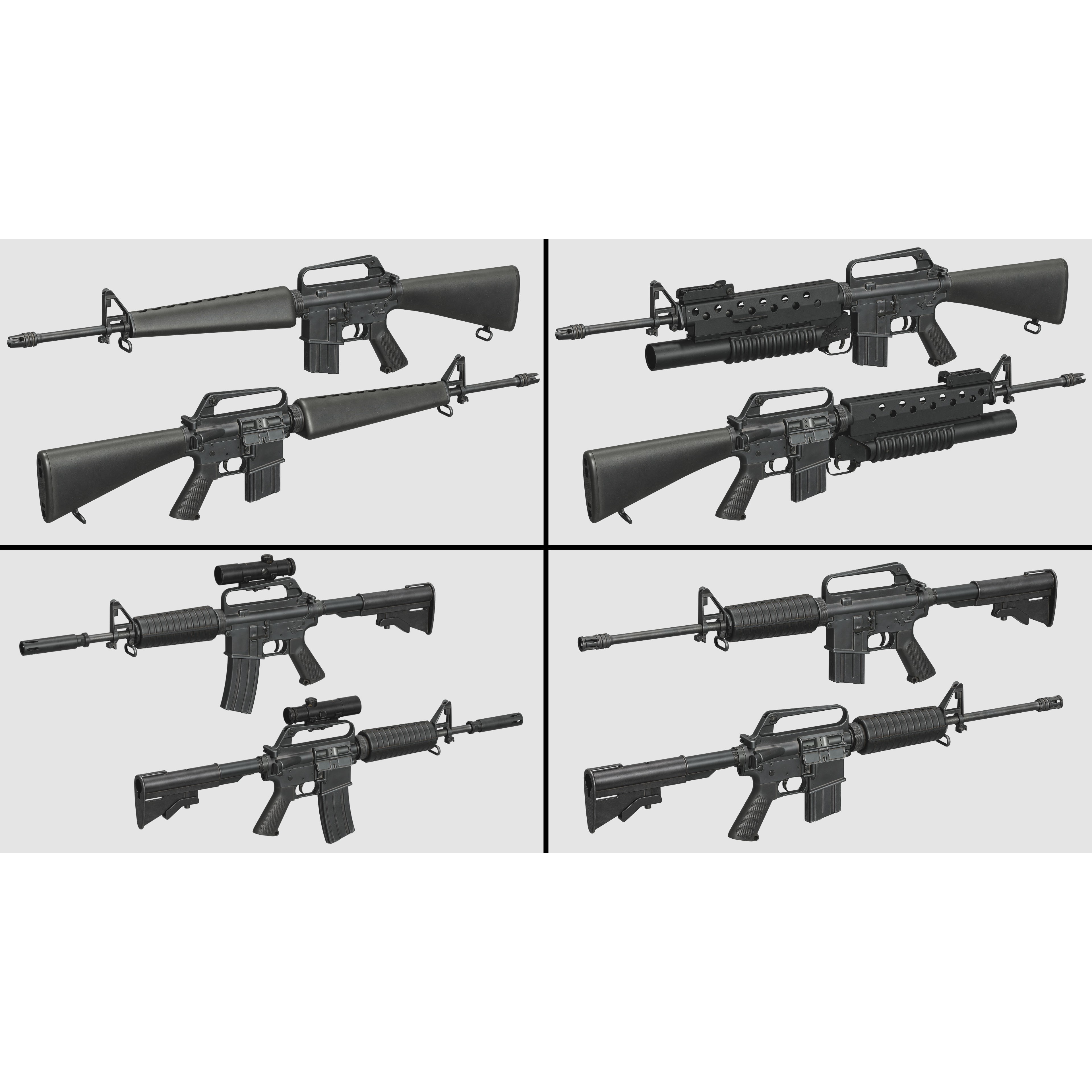 M16 - M203 Grenade Launcher - Low-Poly Game-Ready 3D Model - View 27