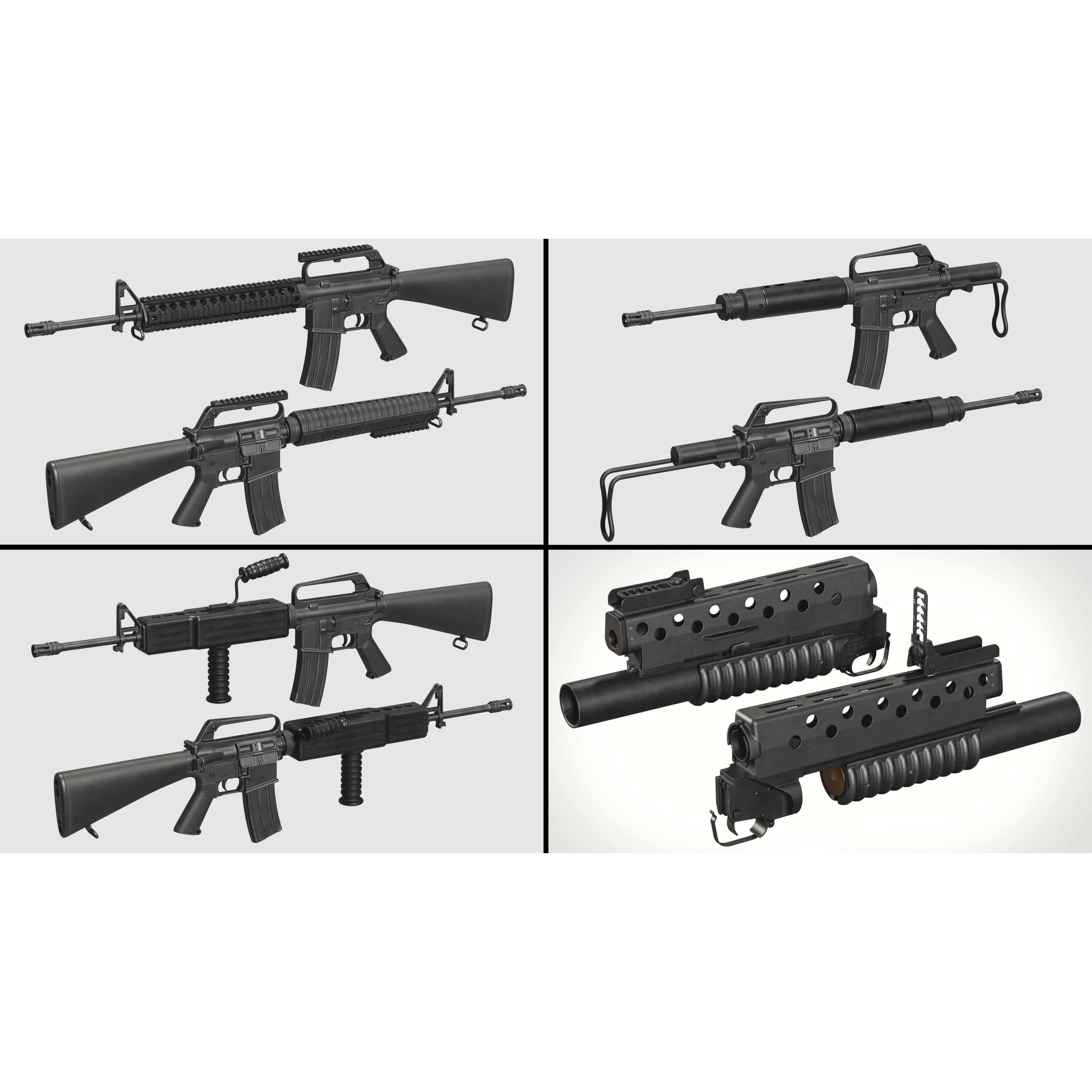 M16 - M203 Grenade Launcher - Low-Poly Game-Ready 3D Model - View 28