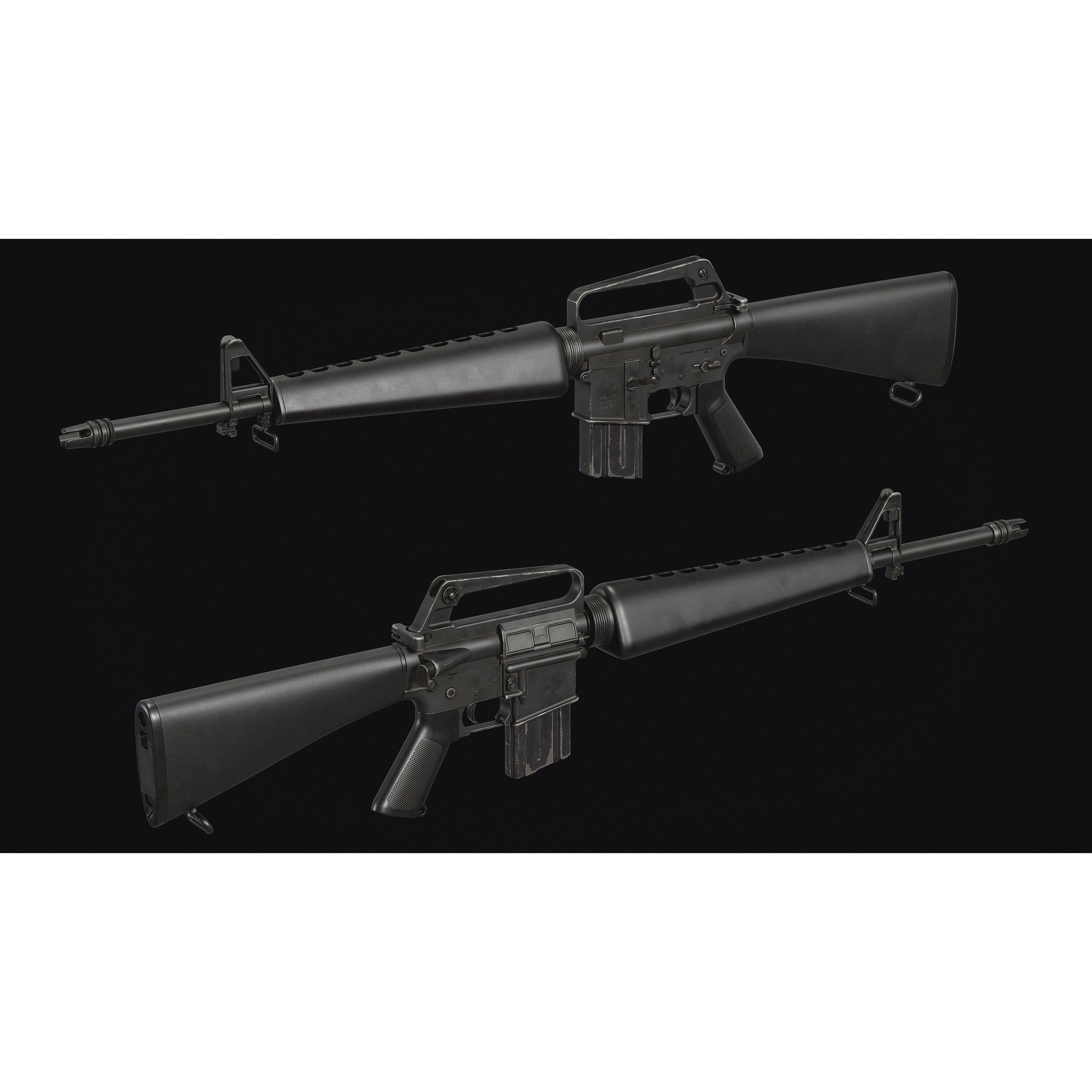 M16 - M203 Grenade Launcher - Low-Poly Game-Ready 3D Model - View 3
