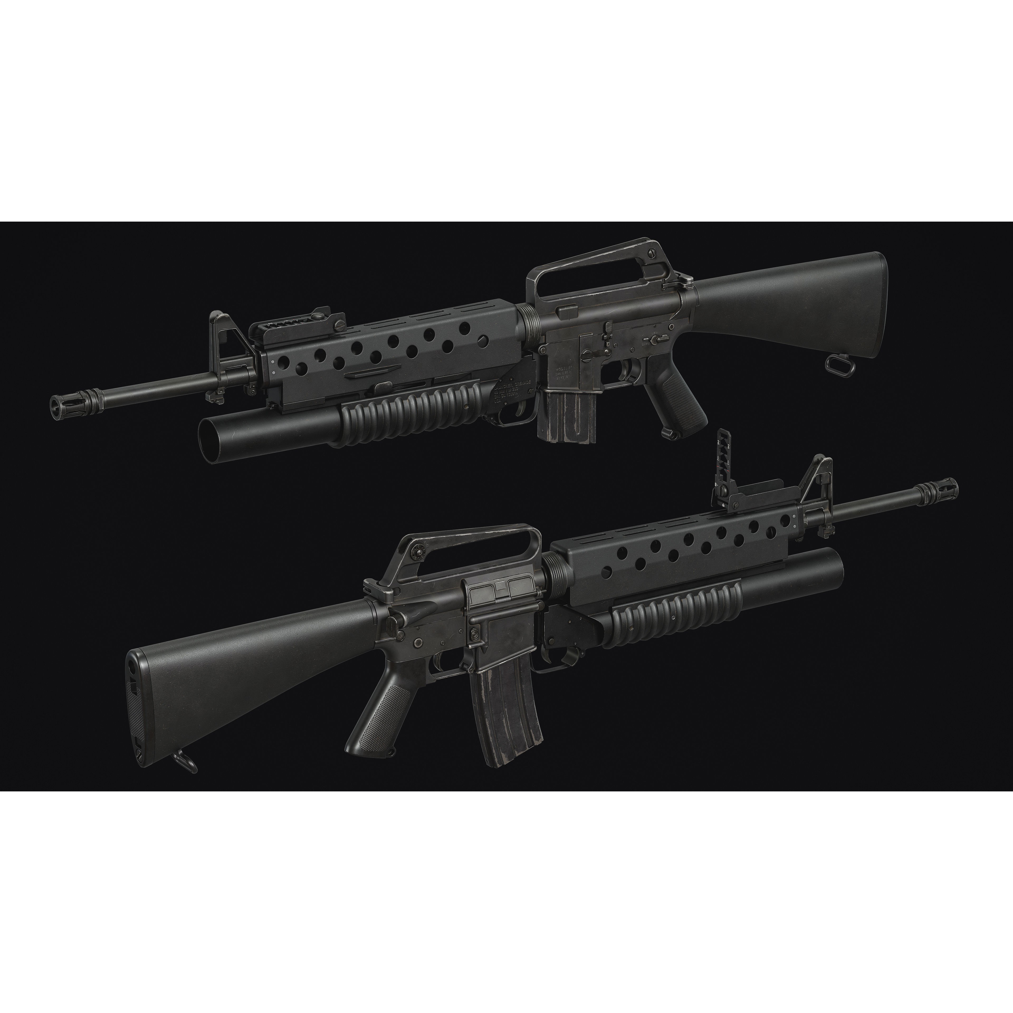 M16 - M203 Grenade Launcher - Low-Poly Game-Ready 3D Model - View 4