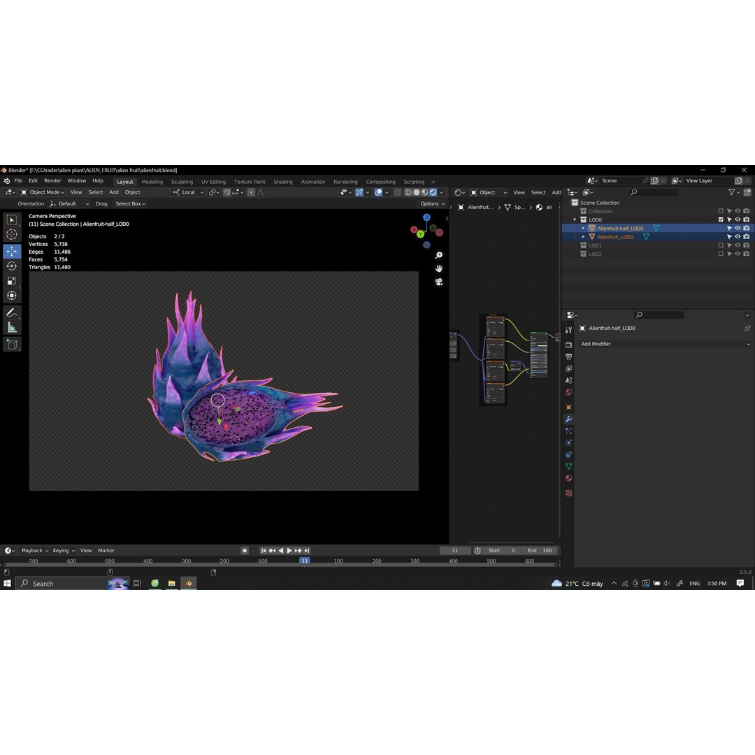 Alien Fruit 3D Model – Low Poly Game Asset, FBX & PBR Textures - View 12