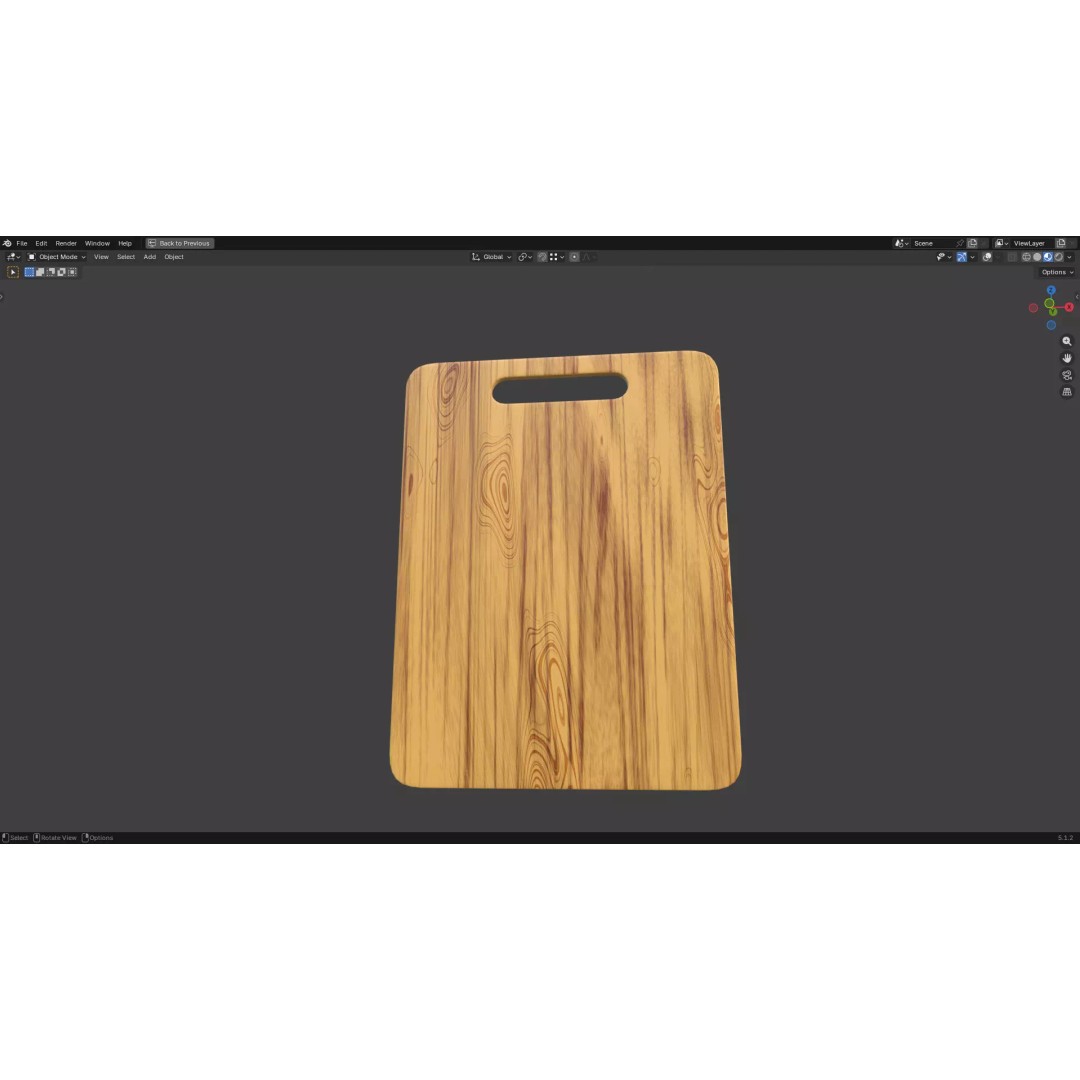 Chopping Board 3D Model – Low Poly PBR Kitchen Asset, FBX/OBJ - View 11