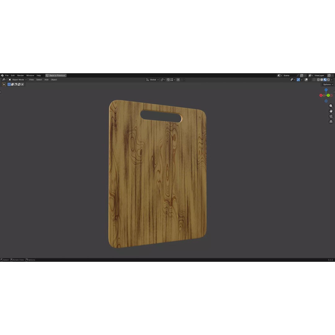 Chopping Board 3D Model – Low Poly PBR Kitchen Asset, FBX/OBJ - View 17