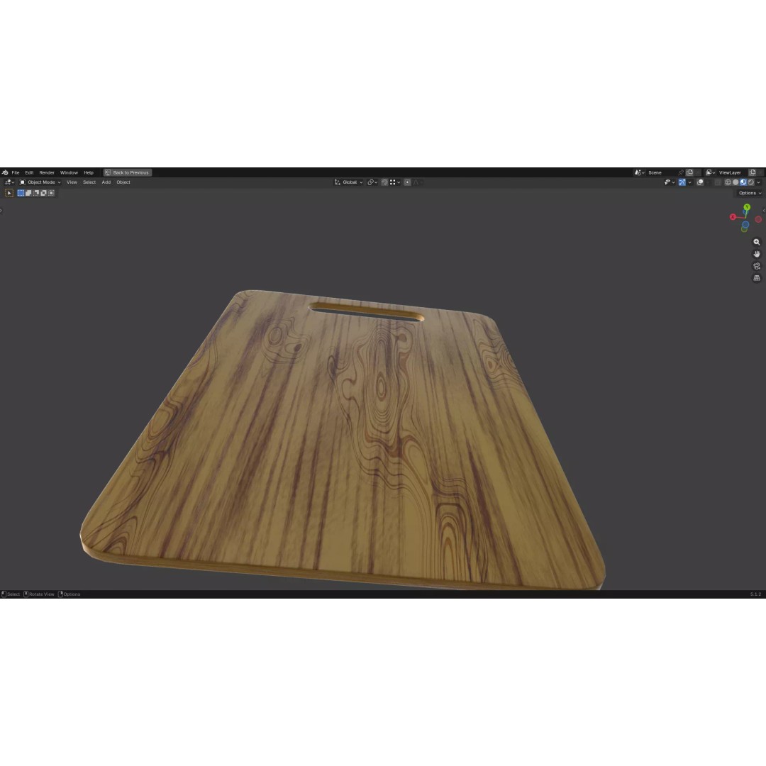 Chopping Board 3D Model – Low Poly PBR Kitchen Asset, FBX/OBJ - View 21