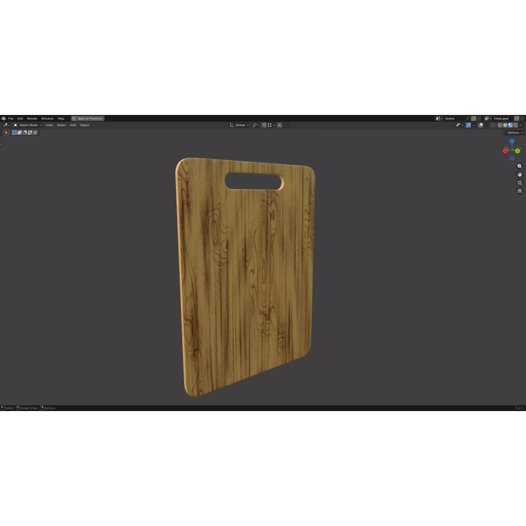 Chopping Board 3D Model – Low Poly PBR Kitchen Asset, FBX/OBJ - View 22